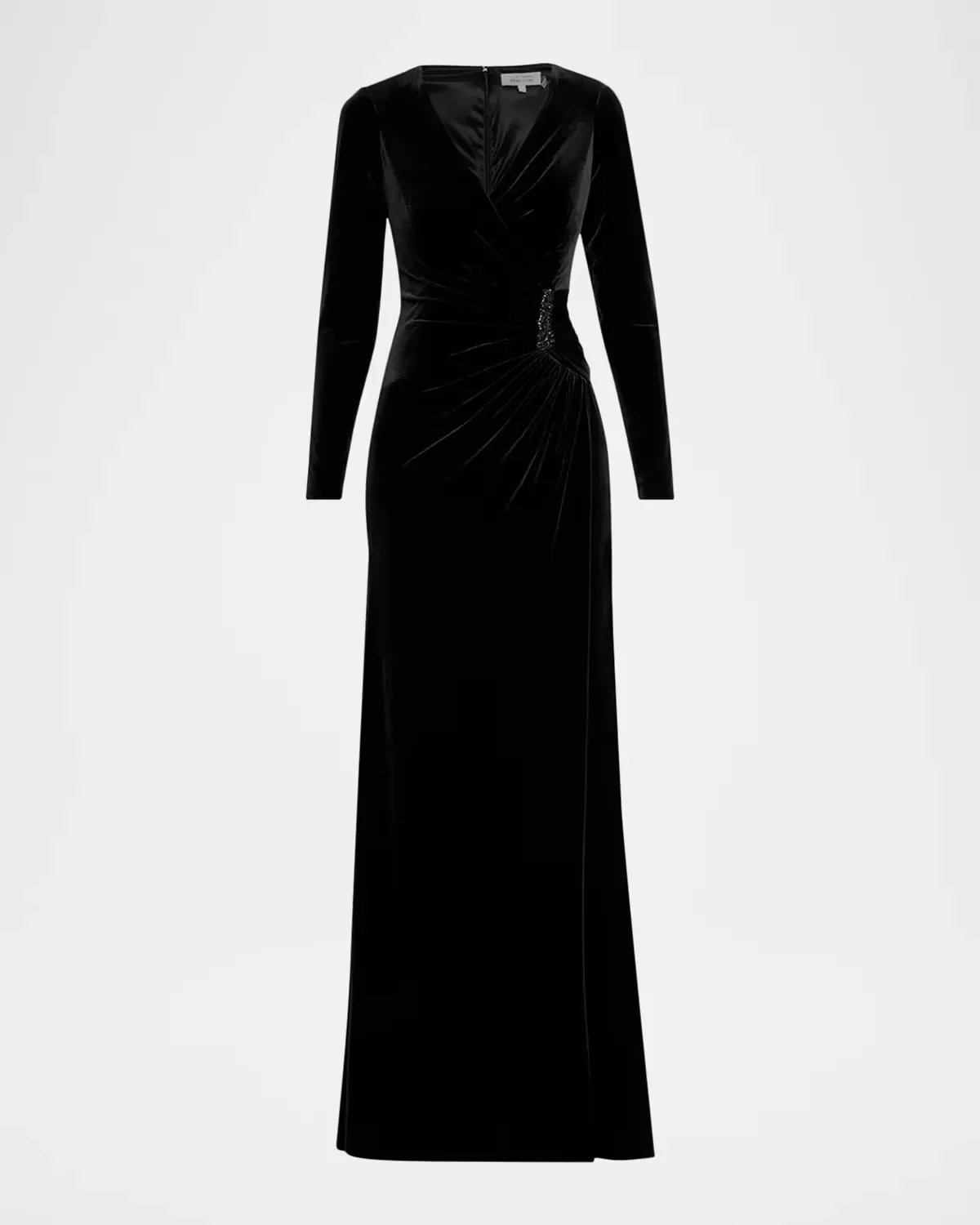 Velvet Beaded Accent A-Line Gown by Teri Jon