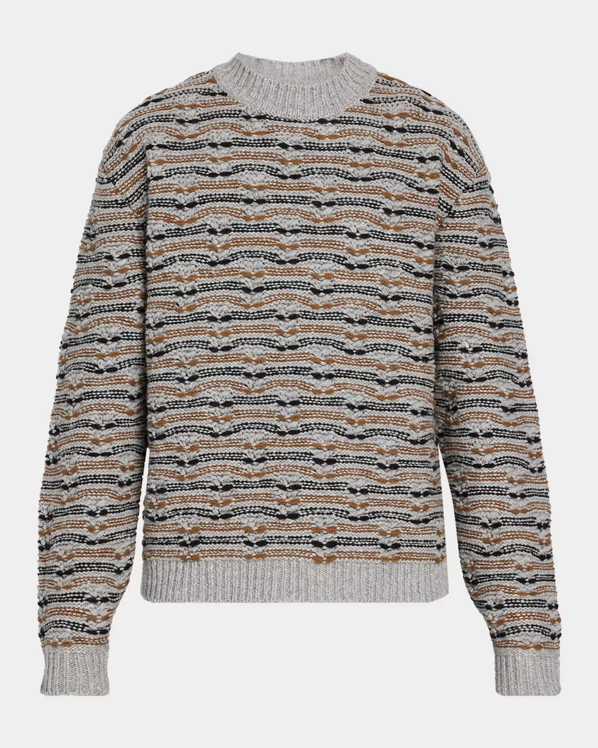 Wool Wave Cable Knit Crewneck Sweater by Marni