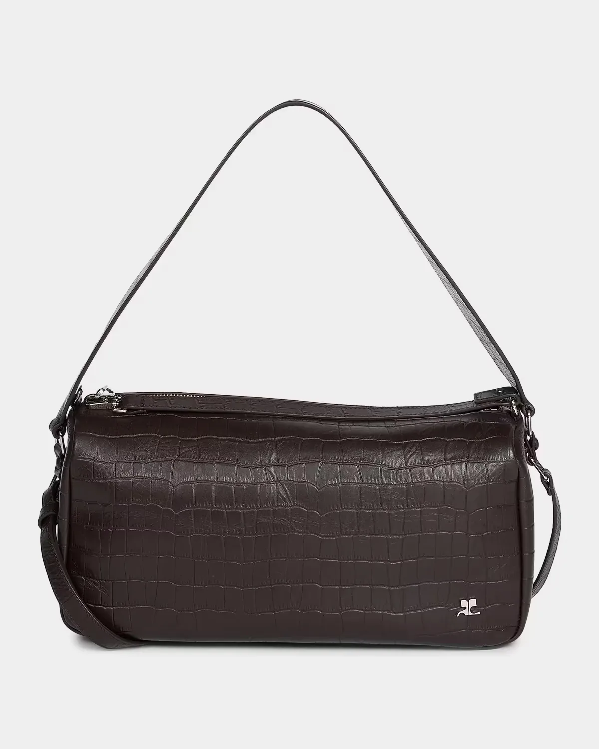 Three Sixty Croc-Embossed Leather Shoulder Bag by Courreges