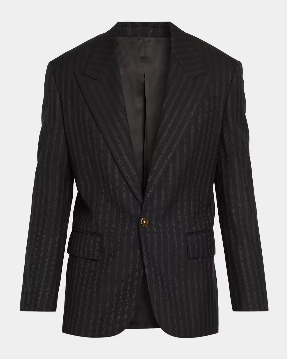 Wool Pinstripe Single-Button Evening Jacket by Versace