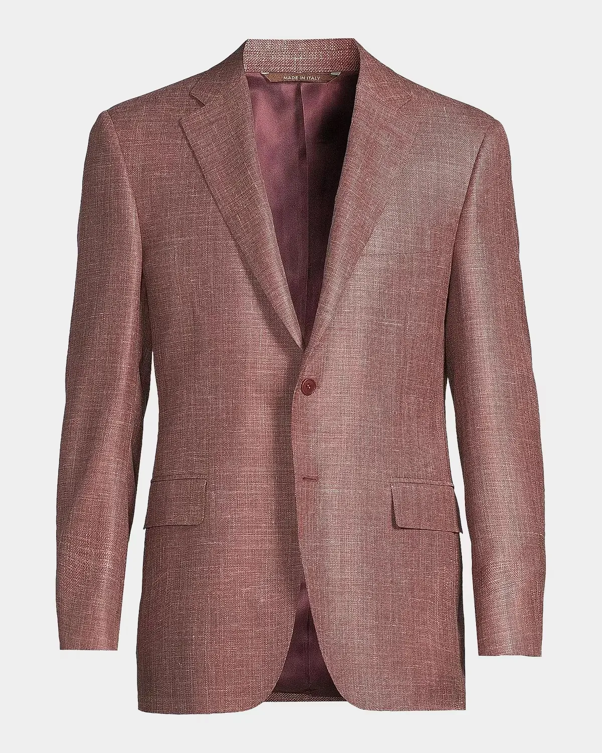 Solid Textured Wool-Silk-Linen Sport Coat by Canali