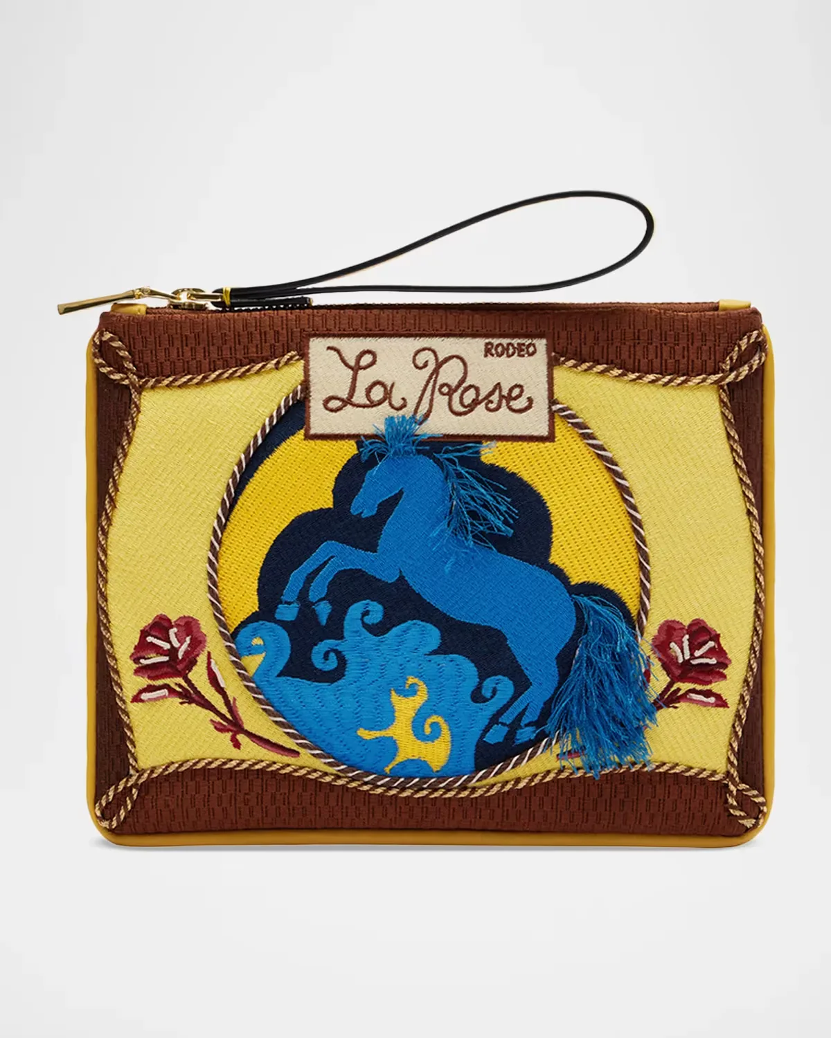 Ace Horse-Embroidered Flat Pouch Bag by ALMAIS