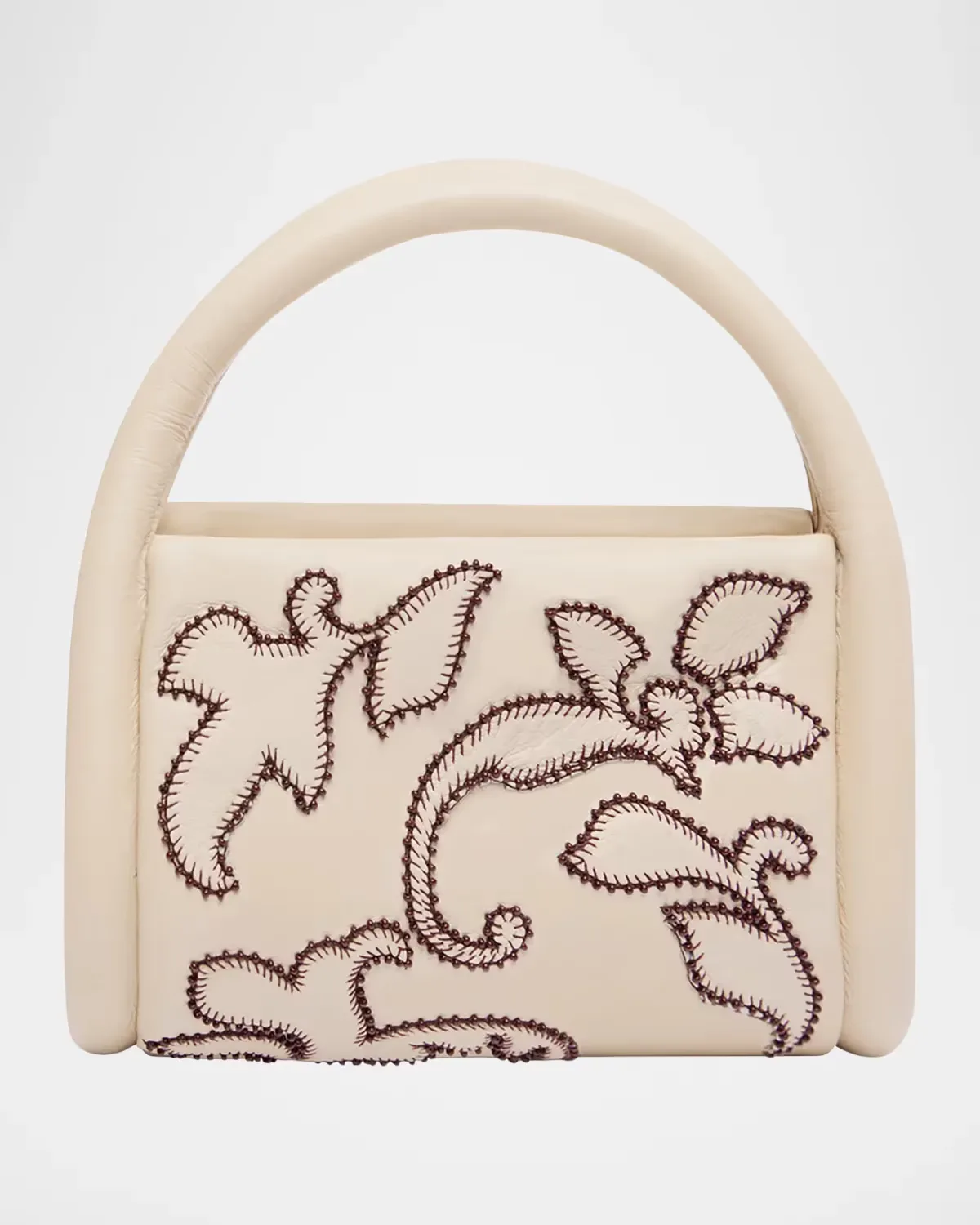 Duke Beaded Applique Leather Top-Handle Bag