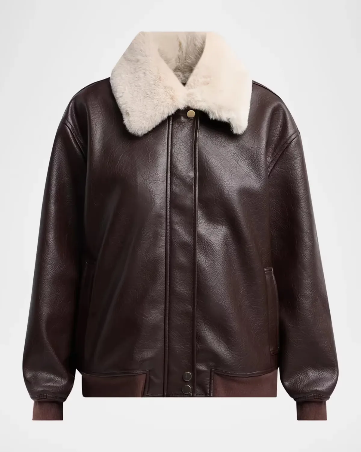 Allison Faux-Fur Combo Faux Leather Bomber Jacket by Generation Love