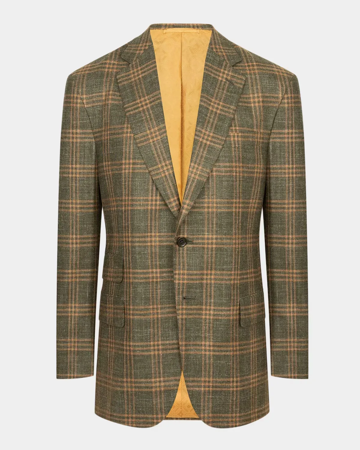 Wool and Cashmere Overcheck Single-Breasted Sport Coat