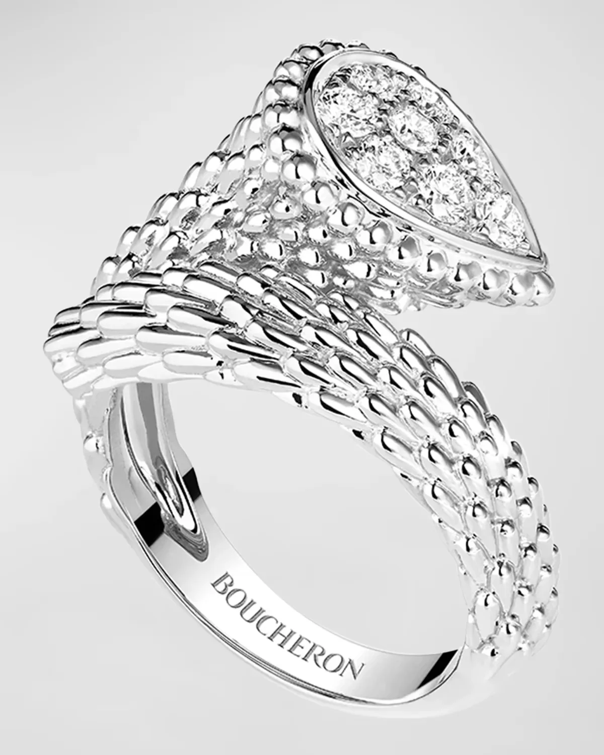 Serpent Boheme 18k White Gold Diamond Small Motif Ring by Boucheron