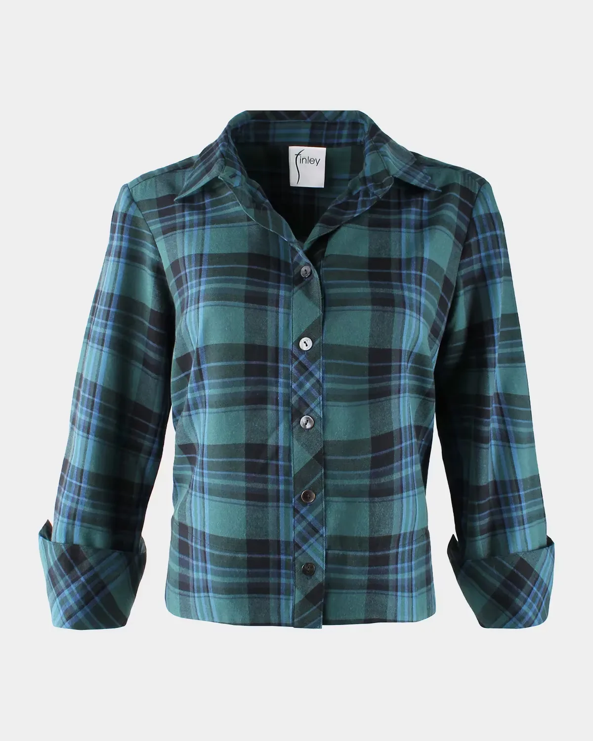 Eugenie Tie-Back Cotton Plaid Shirt by Finley