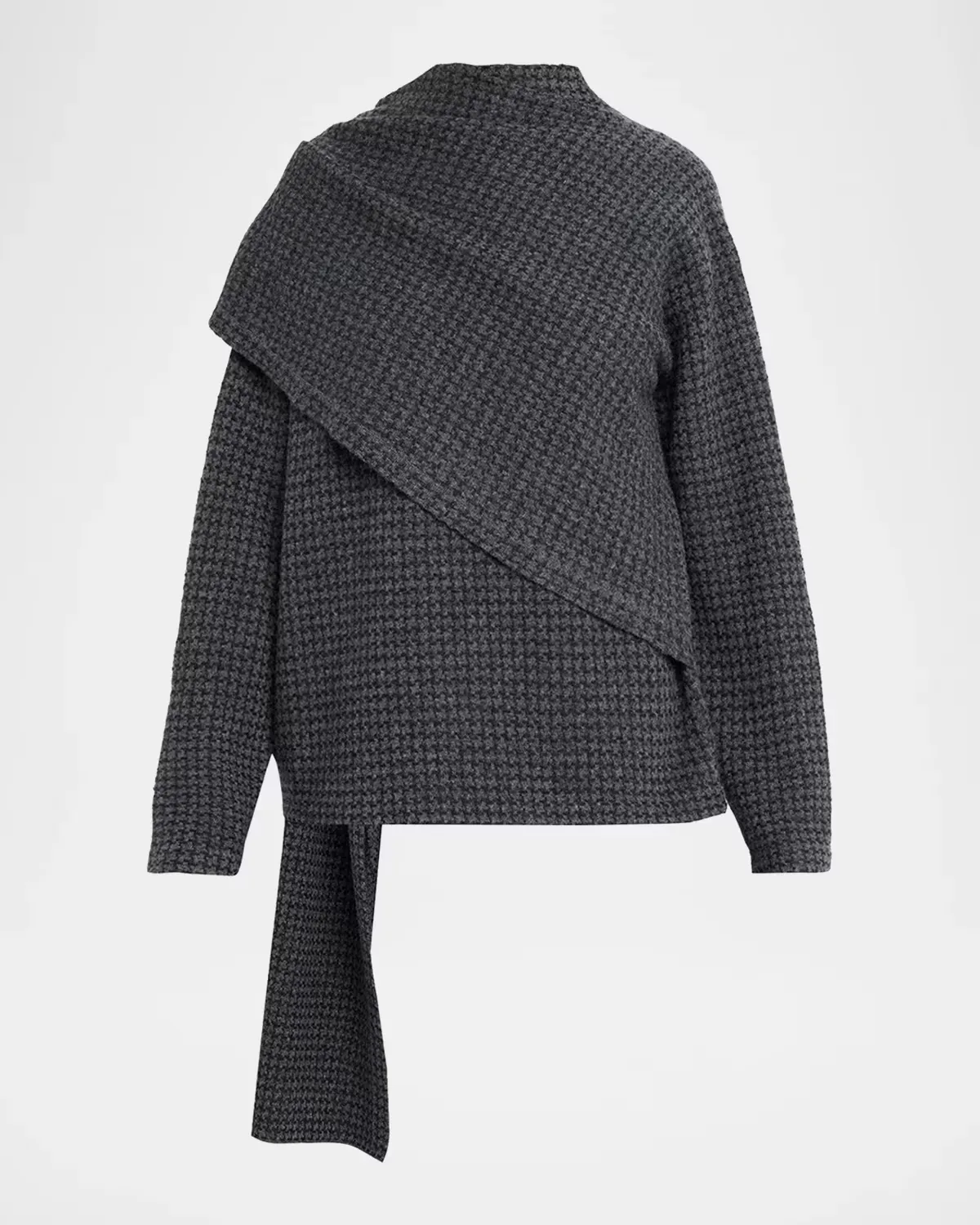 Draped-Scarf Houndstooth Sweater by Vince