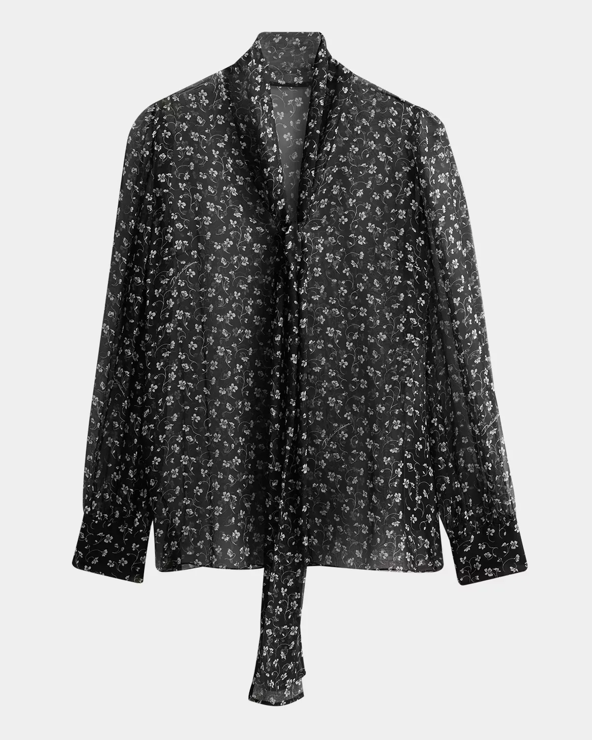 Floral-Print Silk Chiffon Scarf-Neck Blouse by Dolce & Gabbana