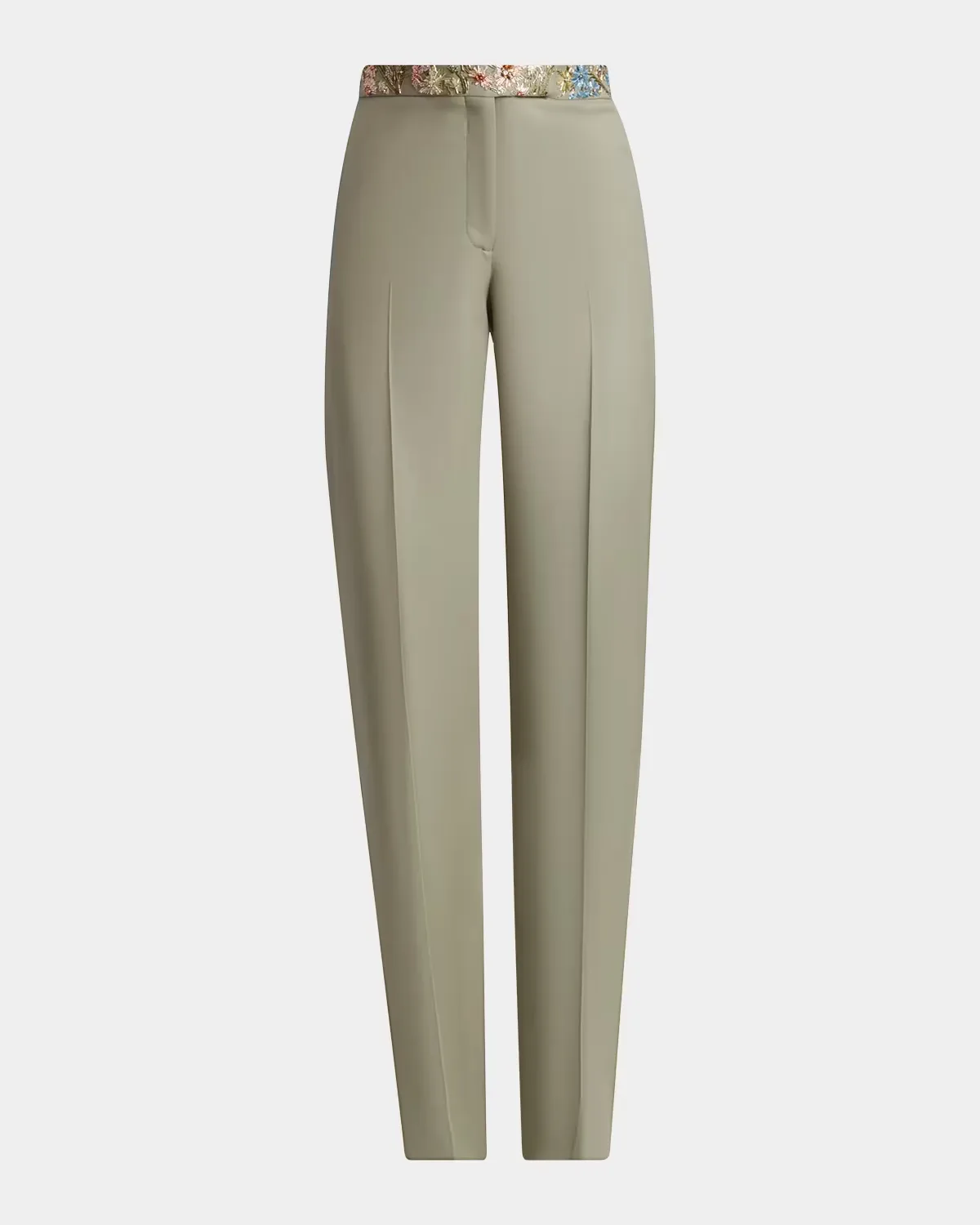 Embroidered Wool Straight-Leg Trousers by McQueen