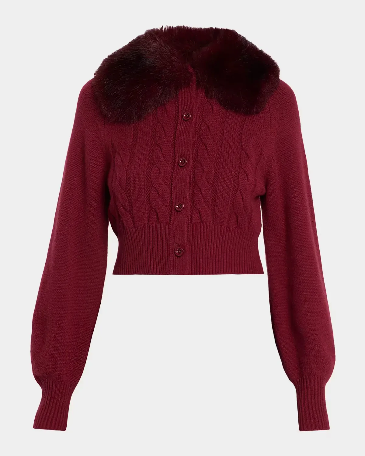 Rita Cable-Knit Cardigan with Removable Collar
