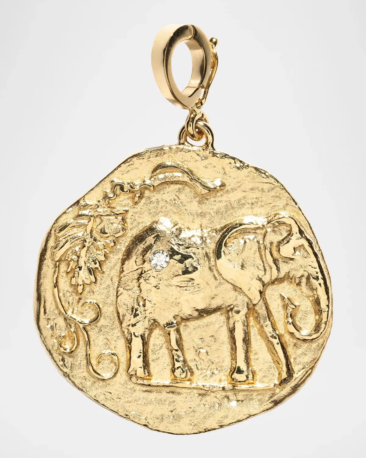18K Elefante Loyalty Large Diamond Coin Charm by AZLEE