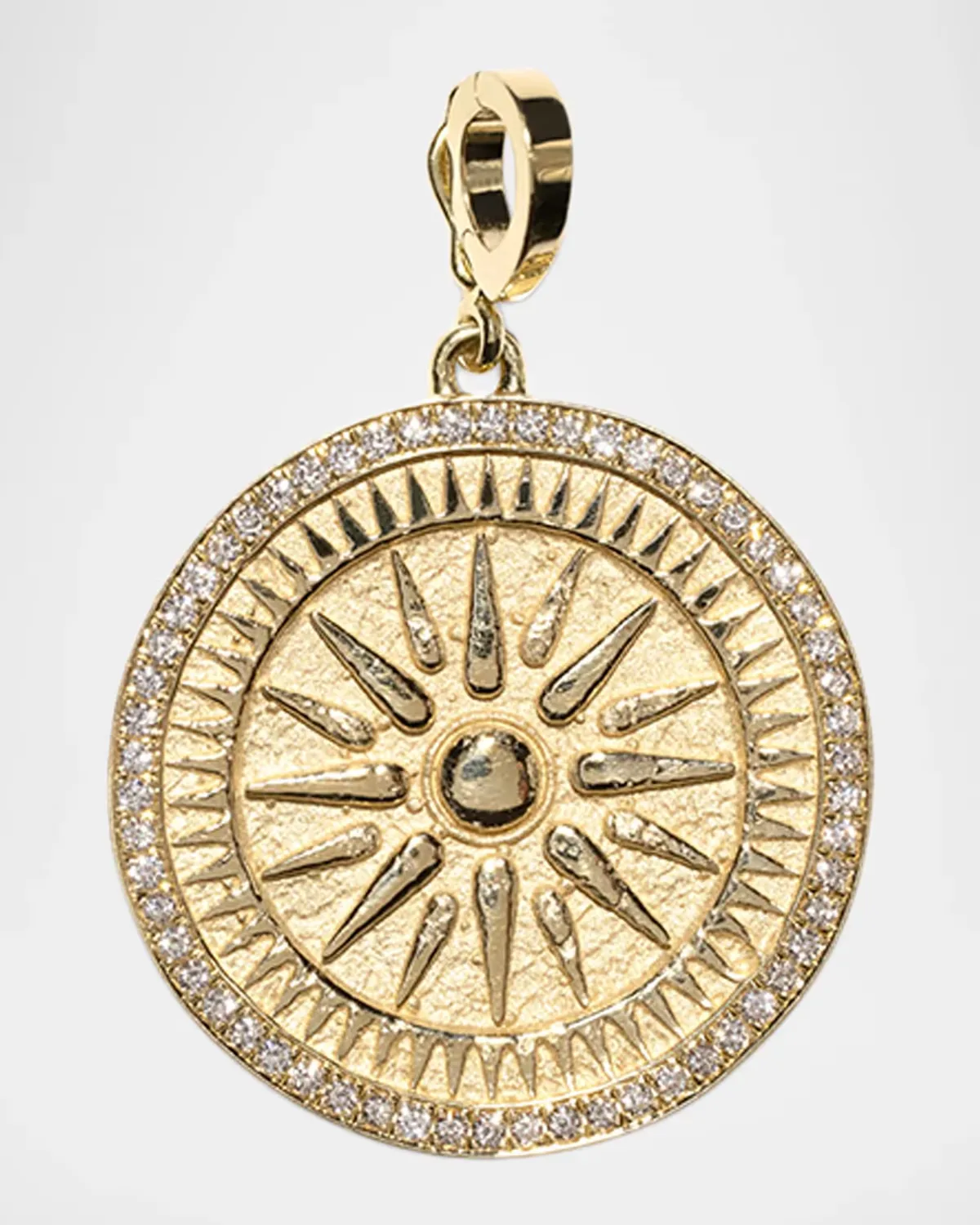 18K Sunburst Large Pave Coin Pendant by AZLEE