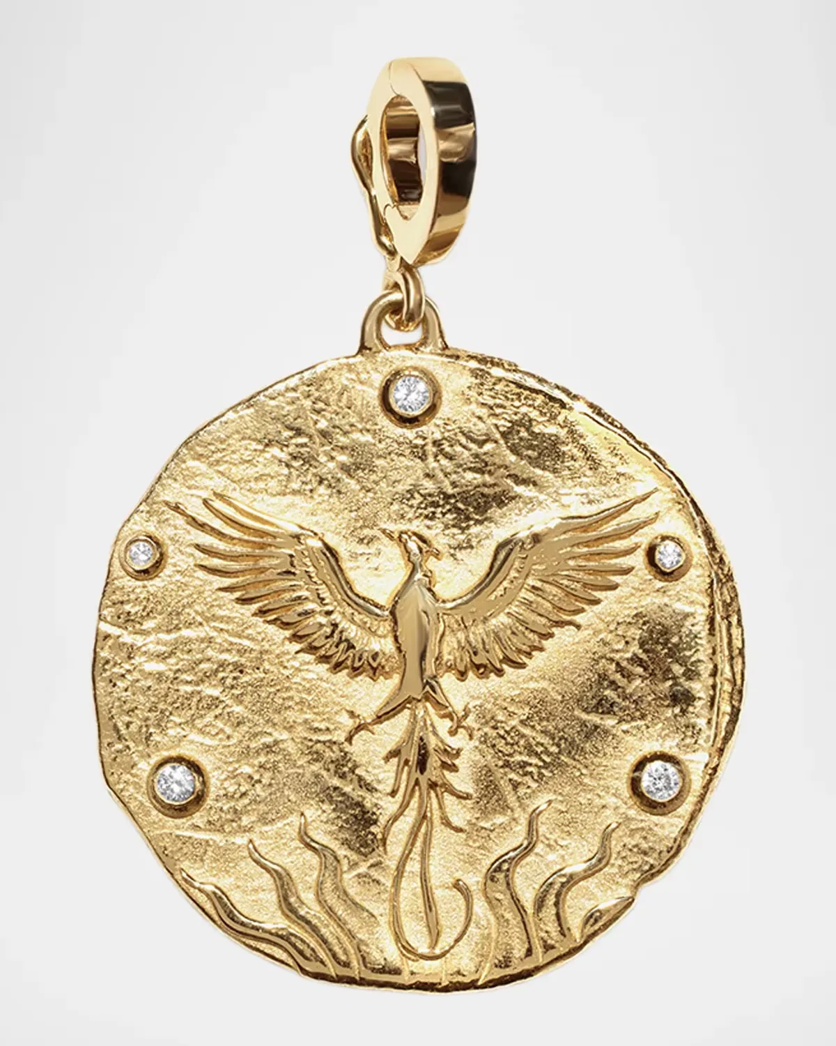 18K Revival Phoenix Rising Large Coin Pendant by AZLEE