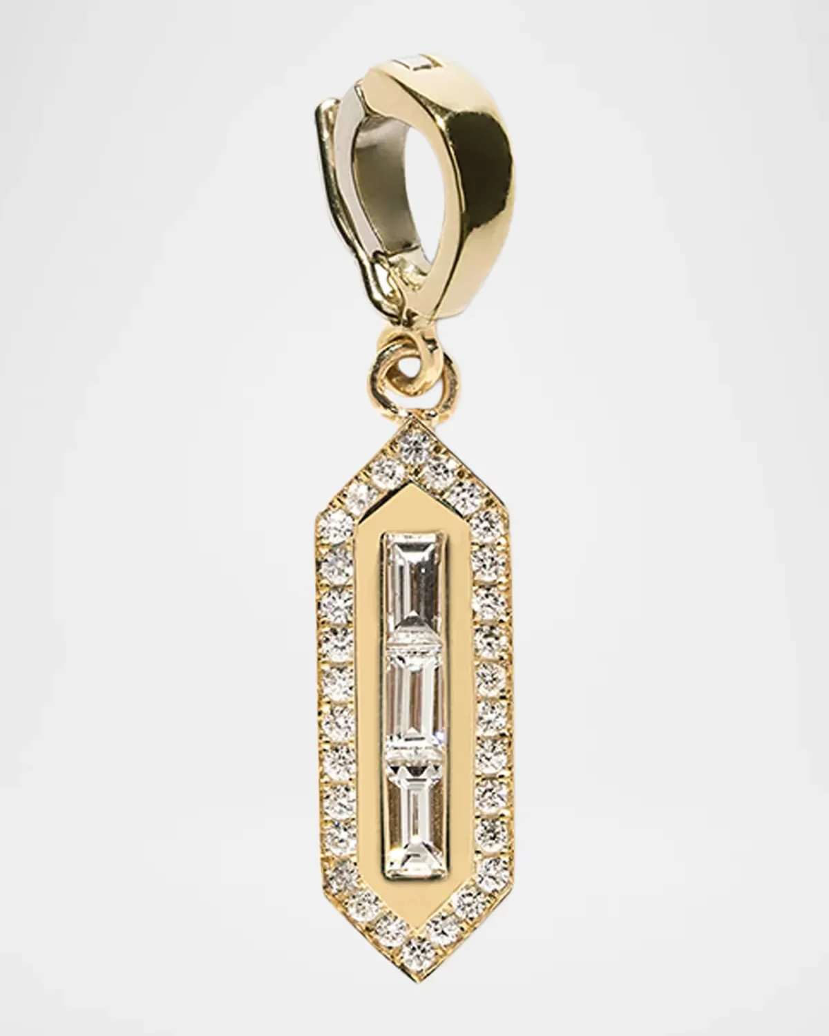 18K North-South Triple Baguette Diamond Charm