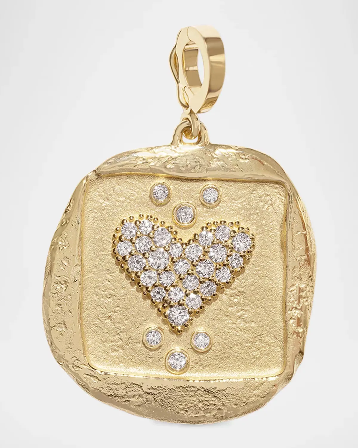 18K Amour Pav Diamond Heart Large Coin Pendant by AZLEE