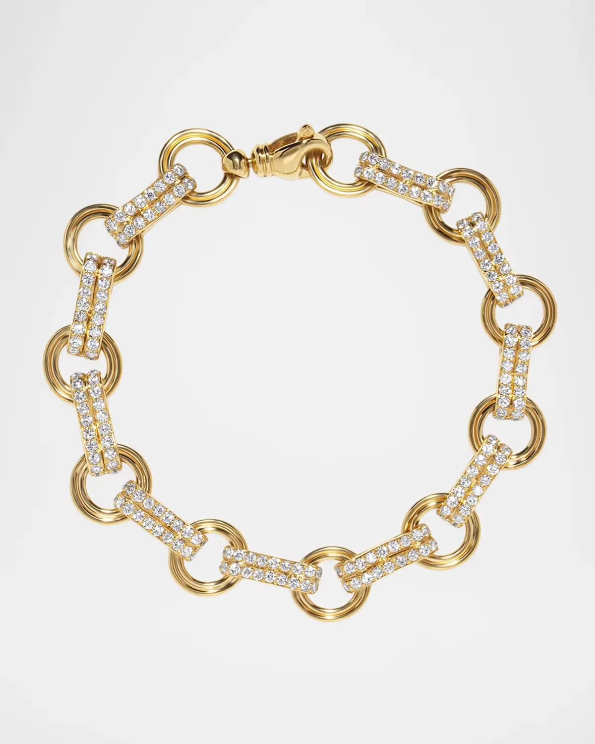 18K Robust Motif Bracelet with Full Diamonds