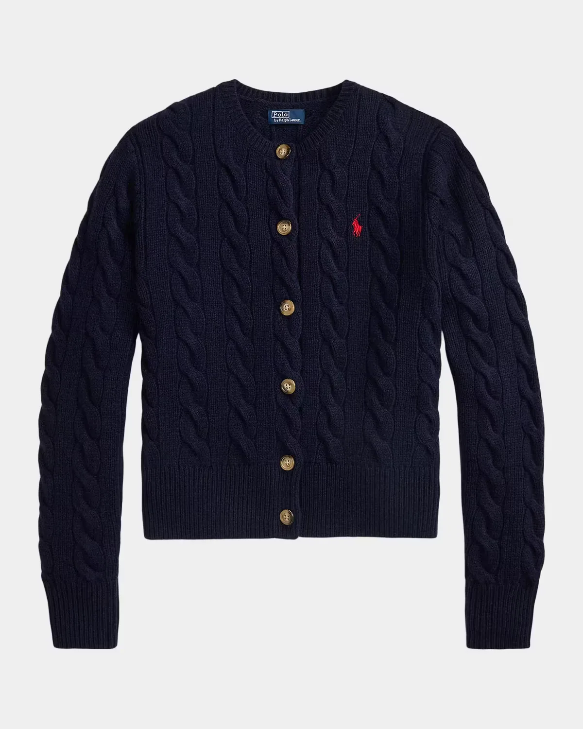 Logo-Embroidered Wool-Blend Cable-Knit Cardigan by Polo Ralph Lauren