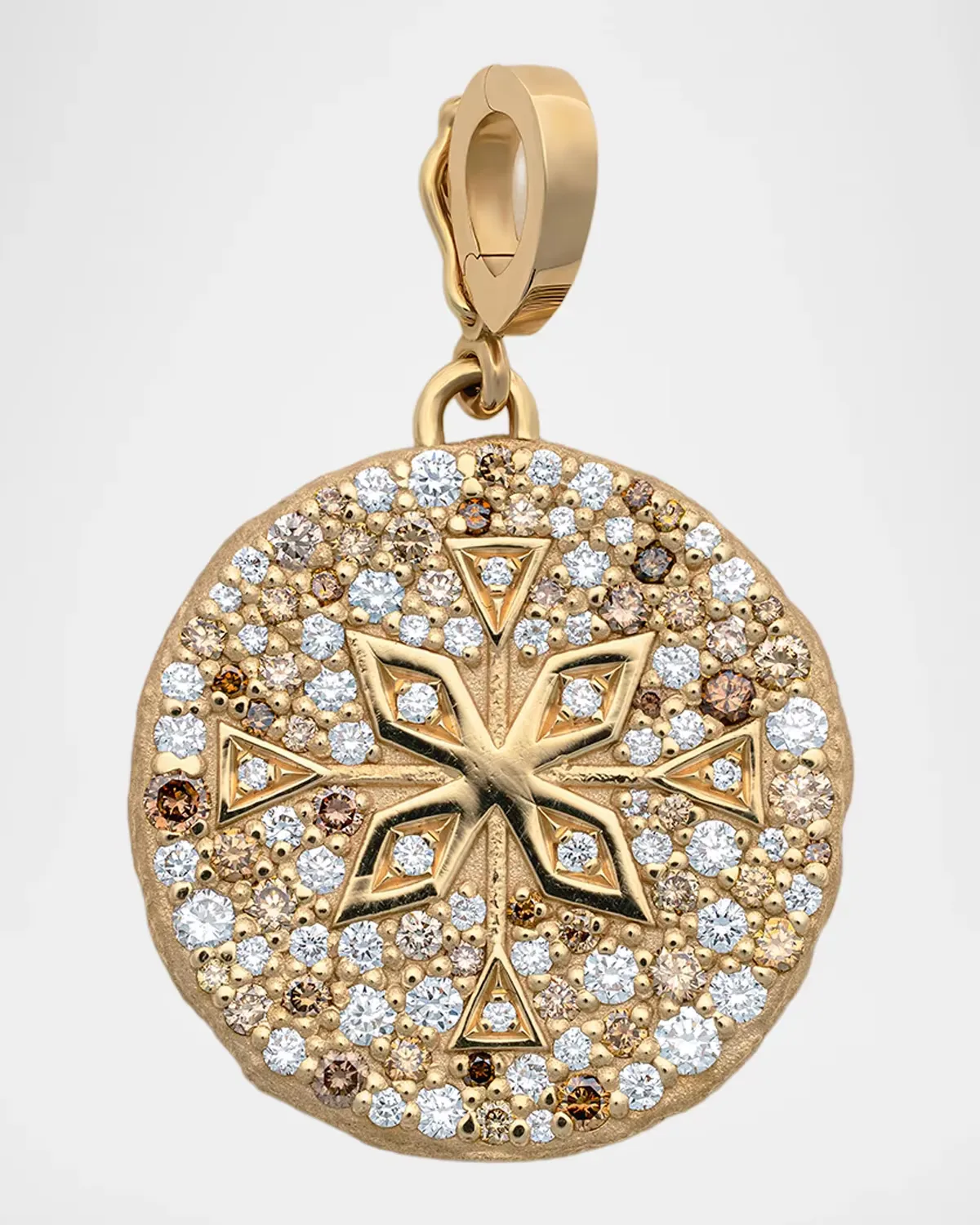 18K Compass Dune Medium Diamond Coin Pendant by AZLEE