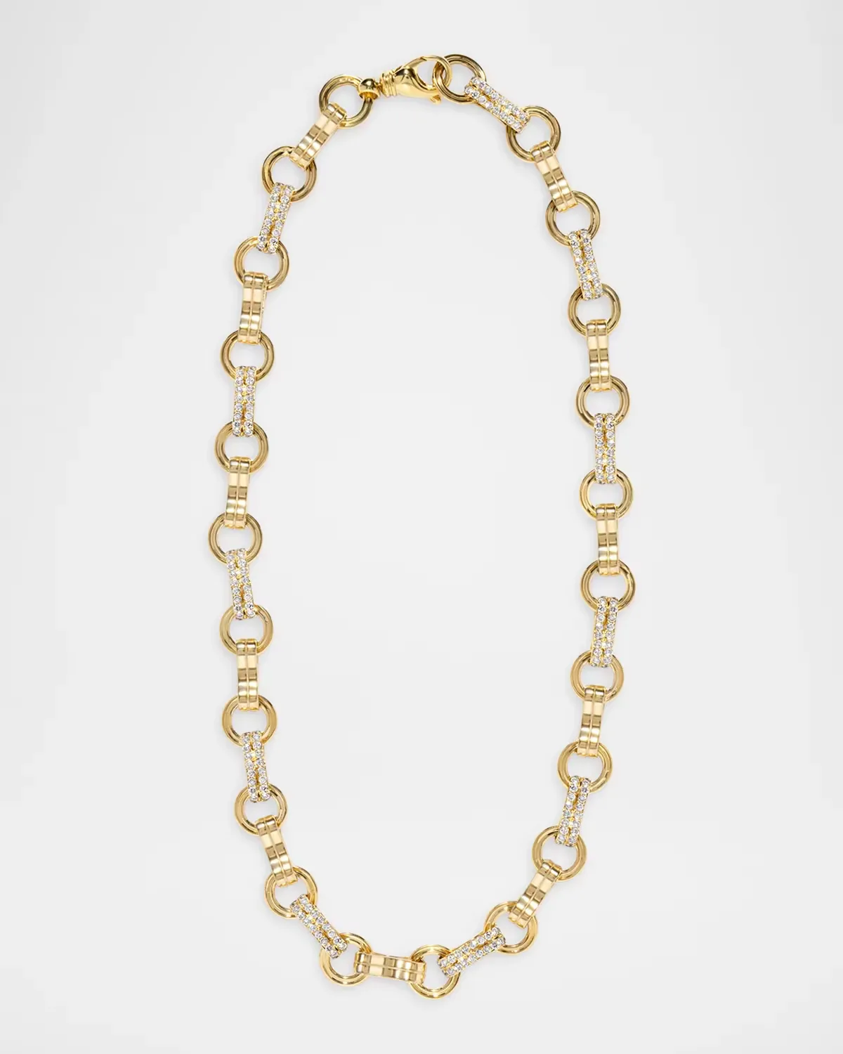 18K Robust Motif Necklace with Diamonds Every Other Link, 16L