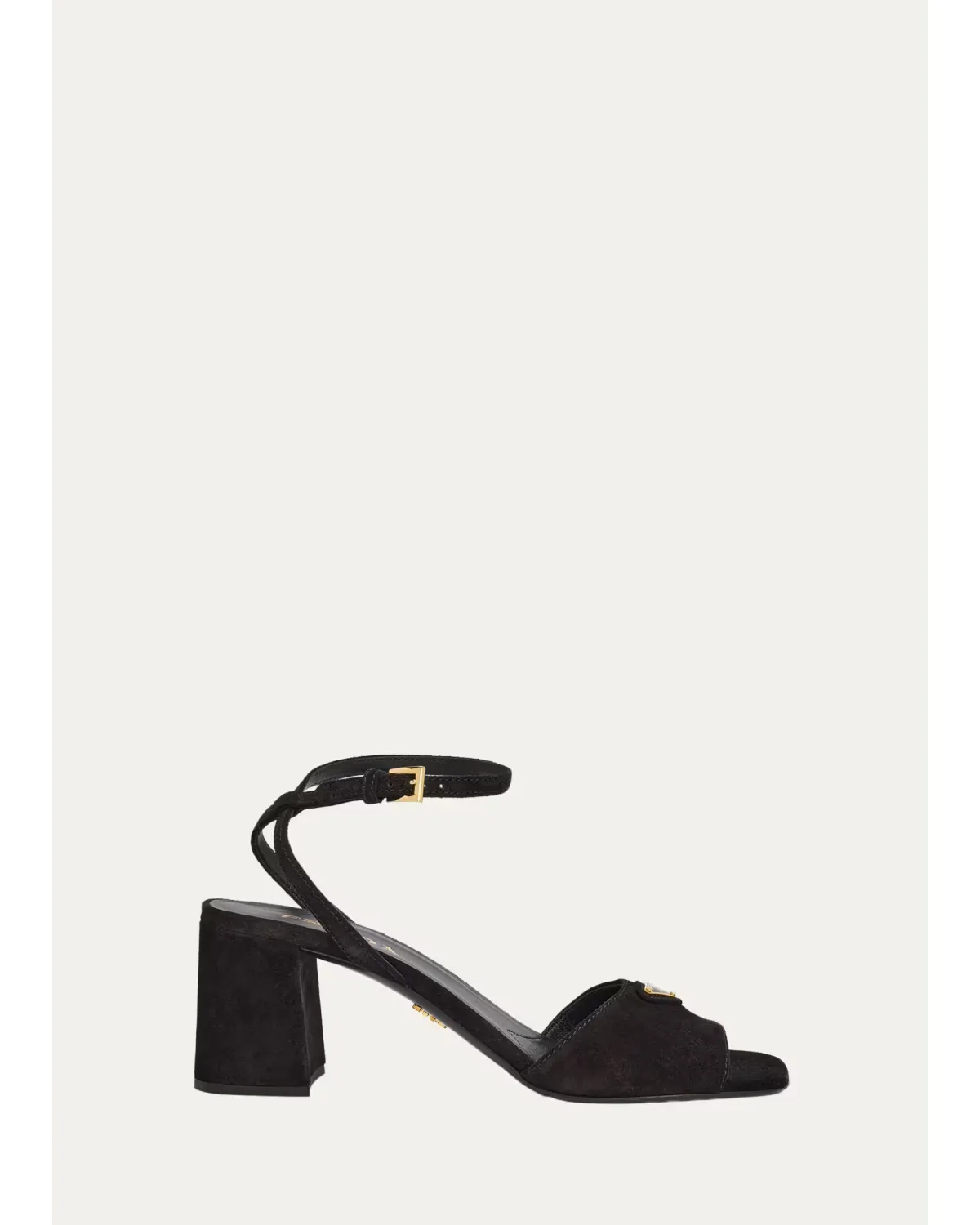 65mm Triangle Logo Suede Block-Heel Sandals by Prada