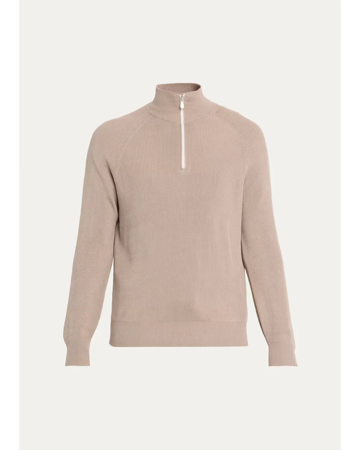 Cotton English Rib Half-Zip Sweater by Brunello Cucinelli