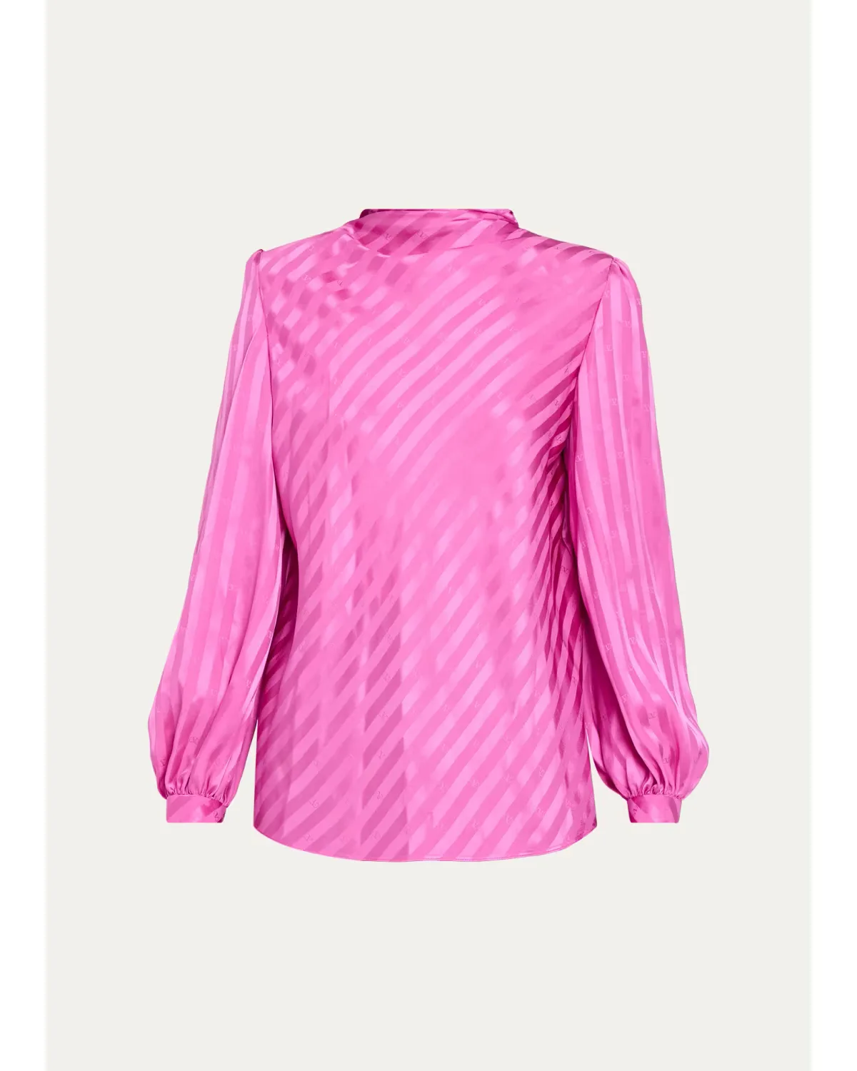 V-Logo Striped Silk Jacquard Long-Sleeve Blouse by Valentino Garavani