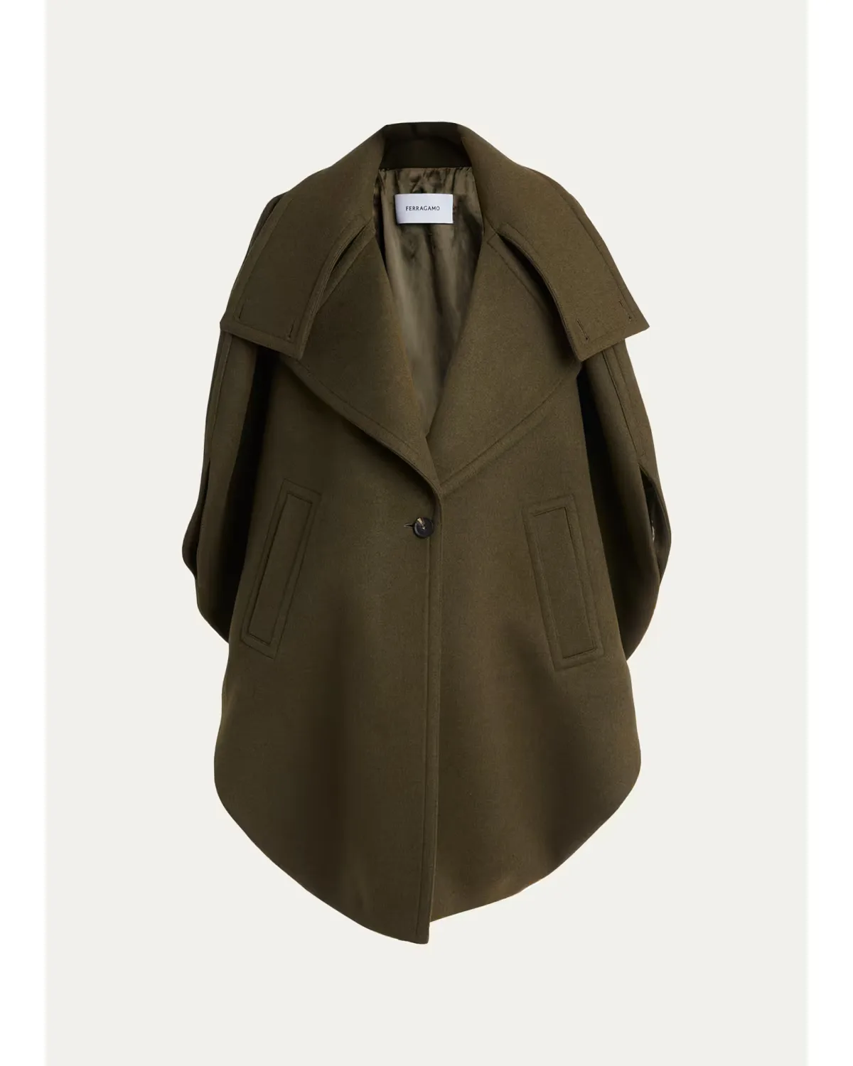 Wool-Cashmere Double-Collar Cocoon Coat by Ferragamo