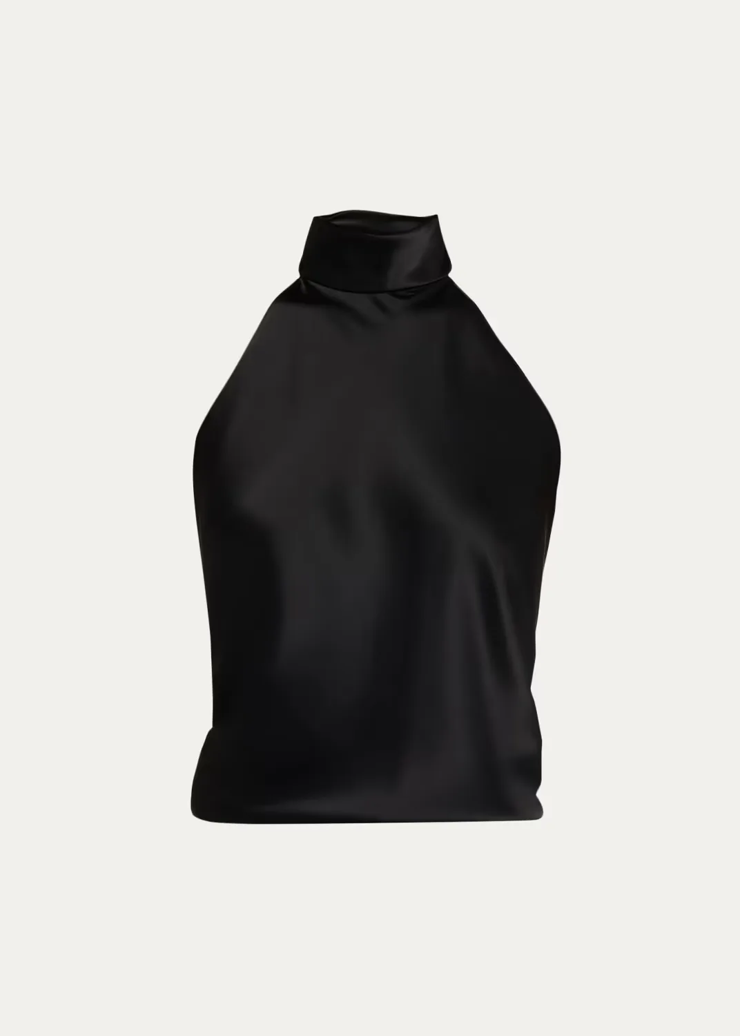 Mock-Neck Satin Scarf Top