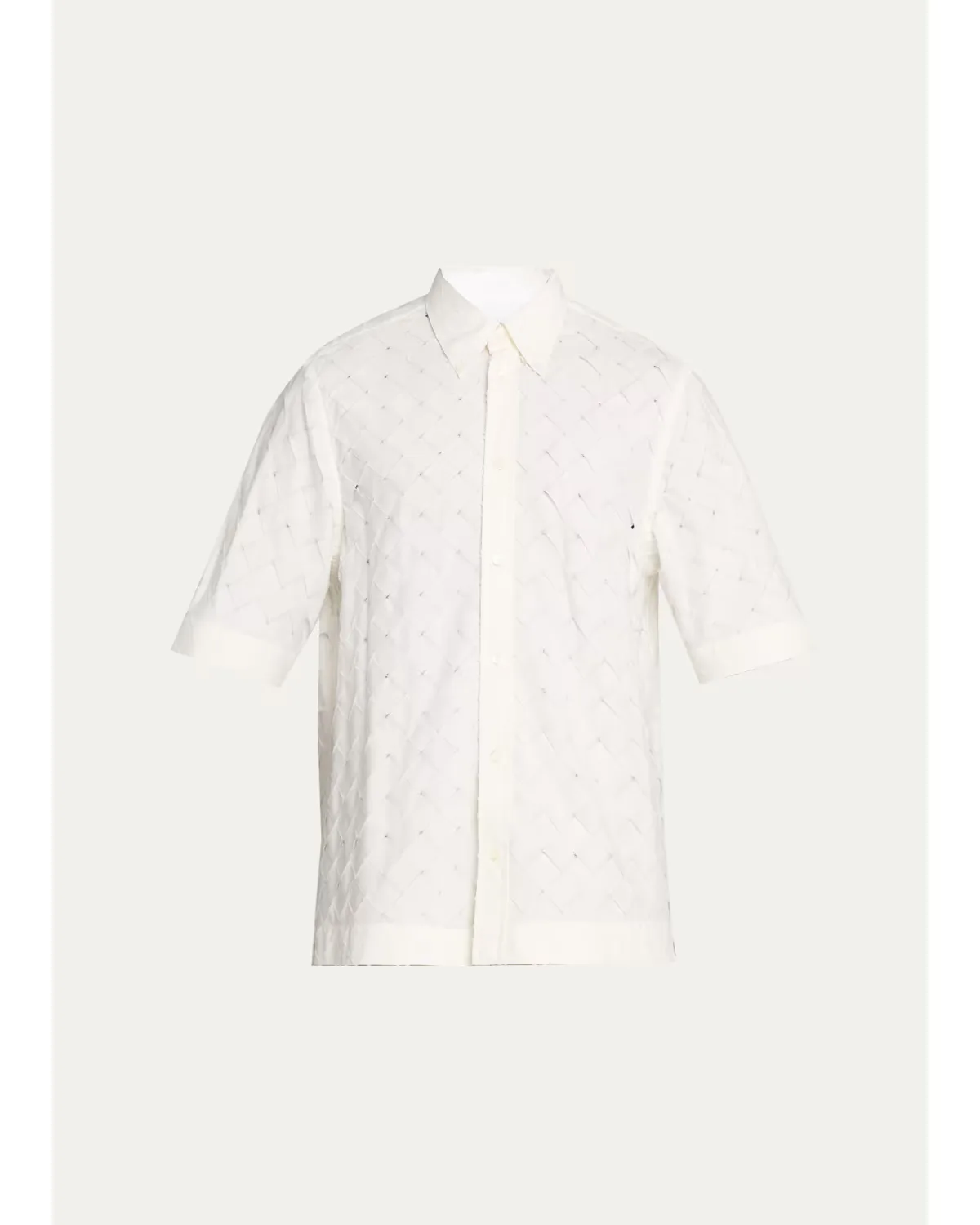Poplin Intrecciato Short-Sleeve Shirt by Bottega Veneta