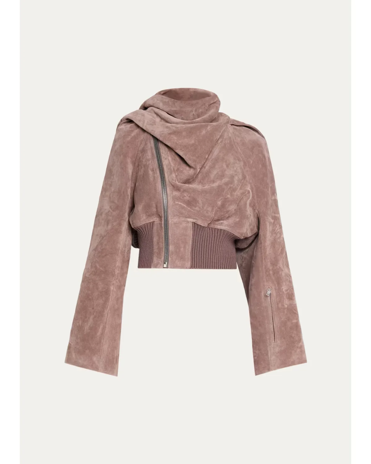 Suede Scarf Cropped Flight Jacket by Rick Owens
