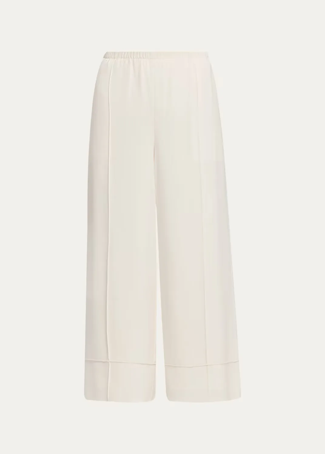 Crop Pintuck Wide-Leg Pants