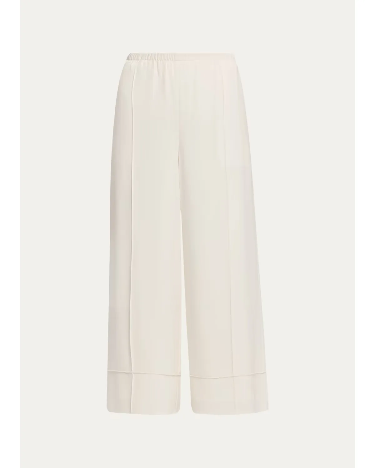 Crop Pintuck Wide-Leg Pants