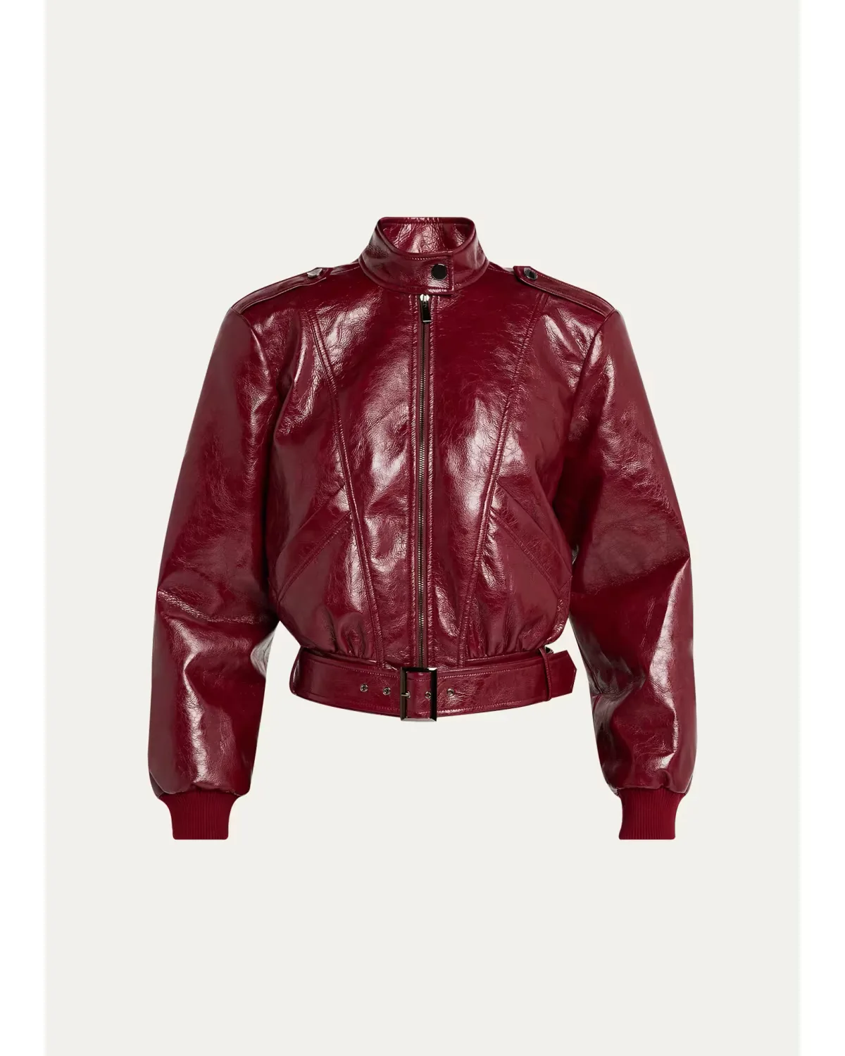 Keeley Belted Faux Leather Biker Jacket by Toccin
