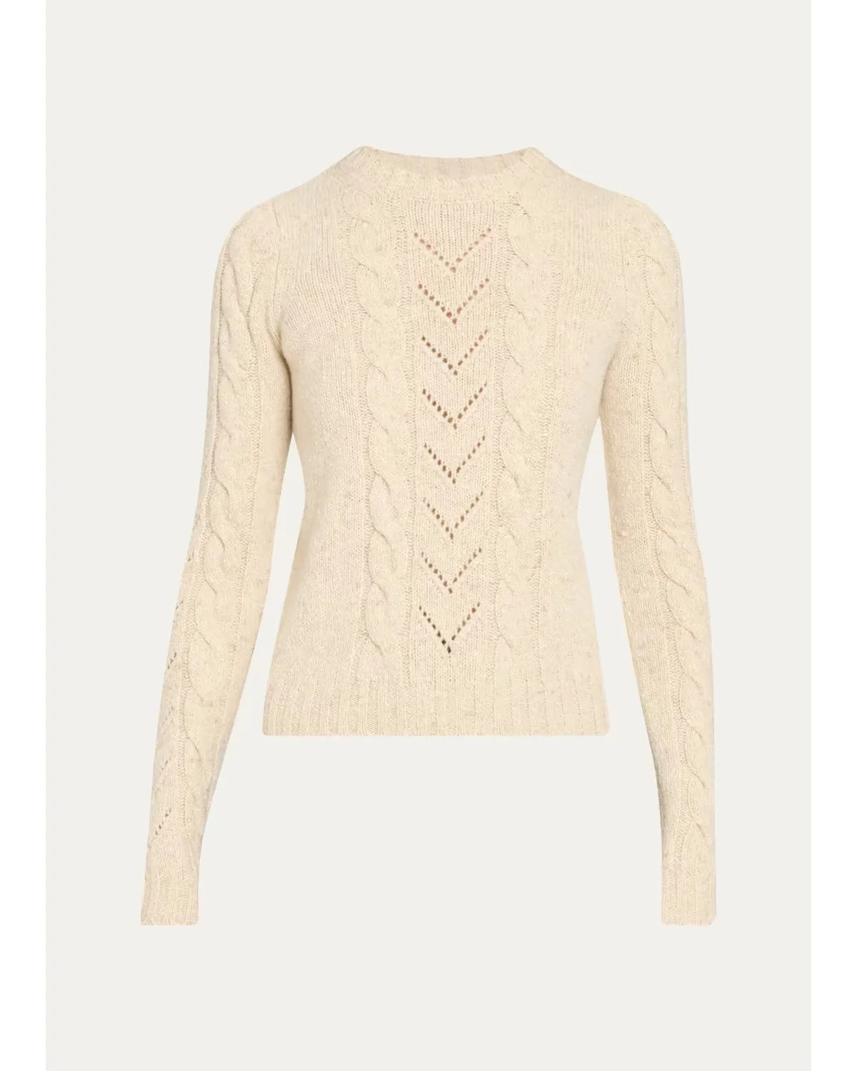 Paillette Wool-Cashmere Cable Knit Crewneck Sweater by Max Mara