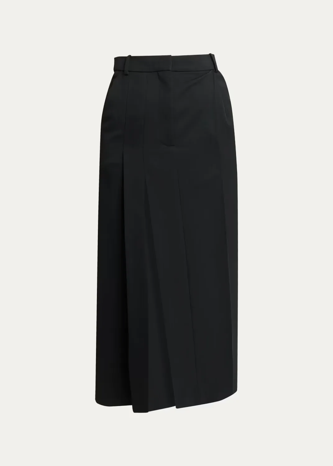 Pleated Wool Midi Skirt