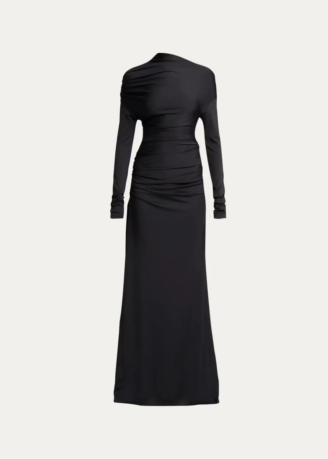 Draped Long-Sleeve Column Gown