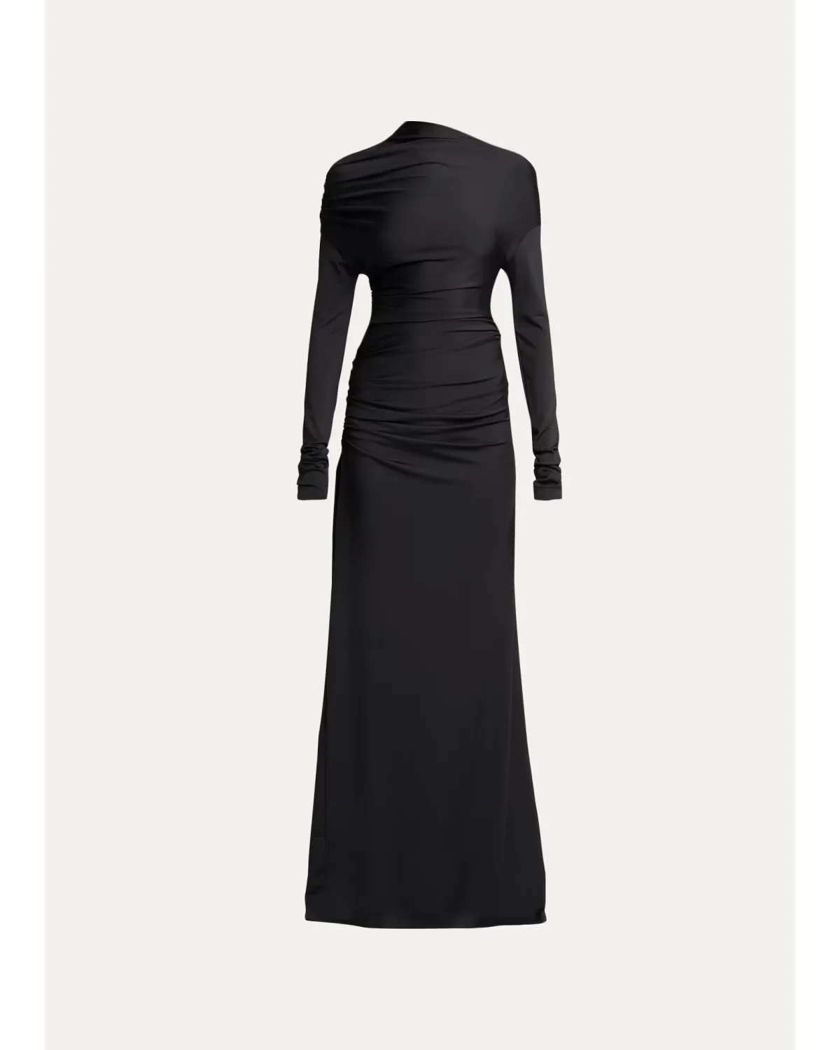 Draped Long-Sleeve Column Gown