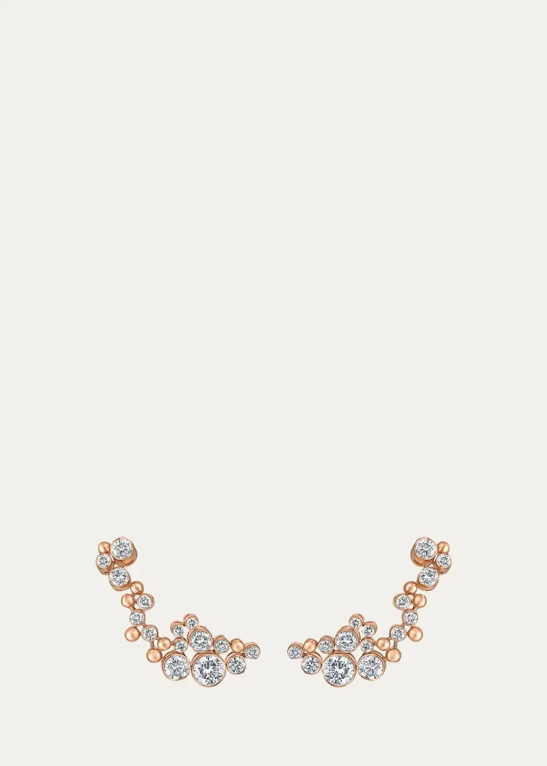 Petillant 18K Rose Gold Diamond Climber Earrings by Reza