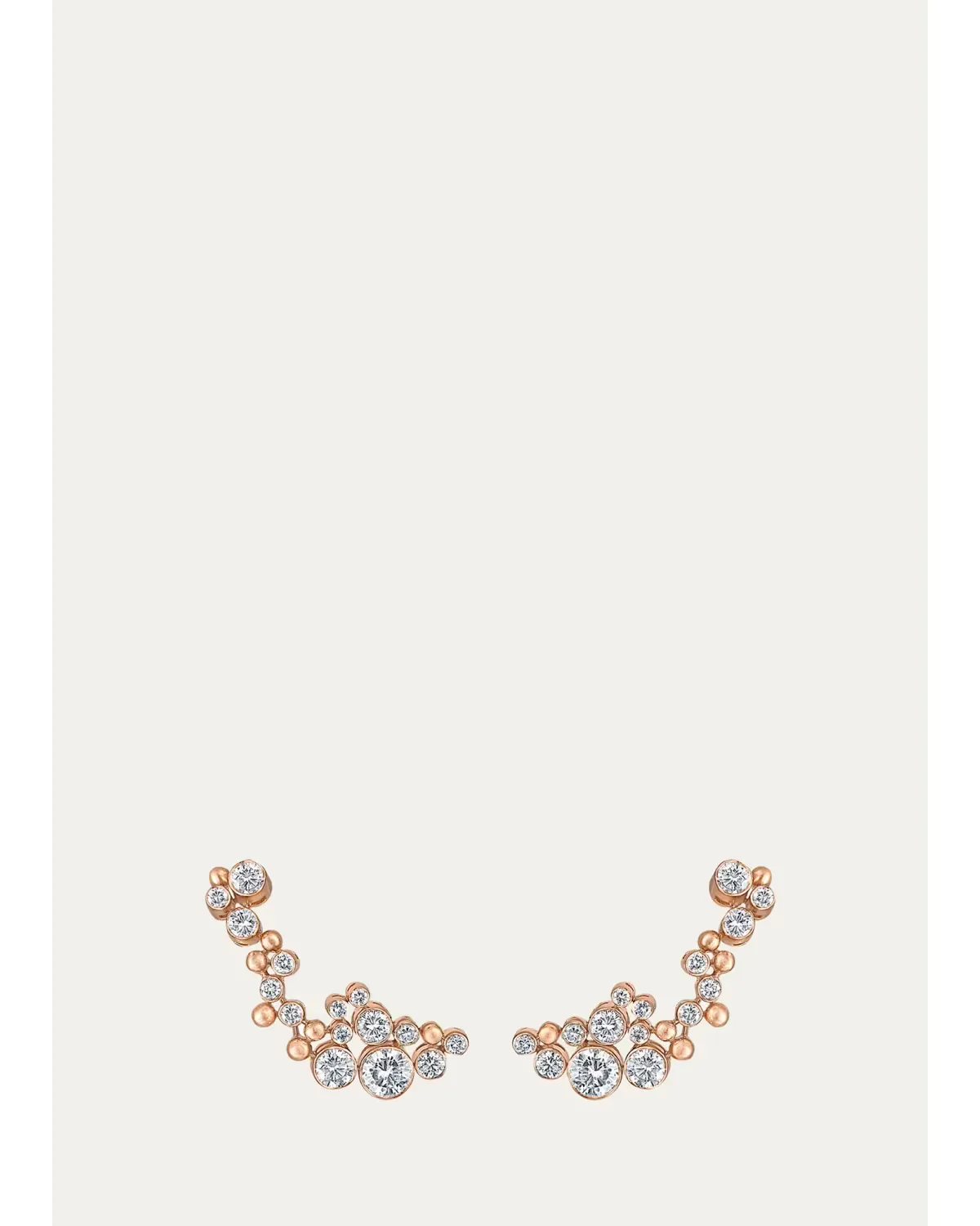 Petillant 18K Rose Gold Diamond Climber Earrings by Reza