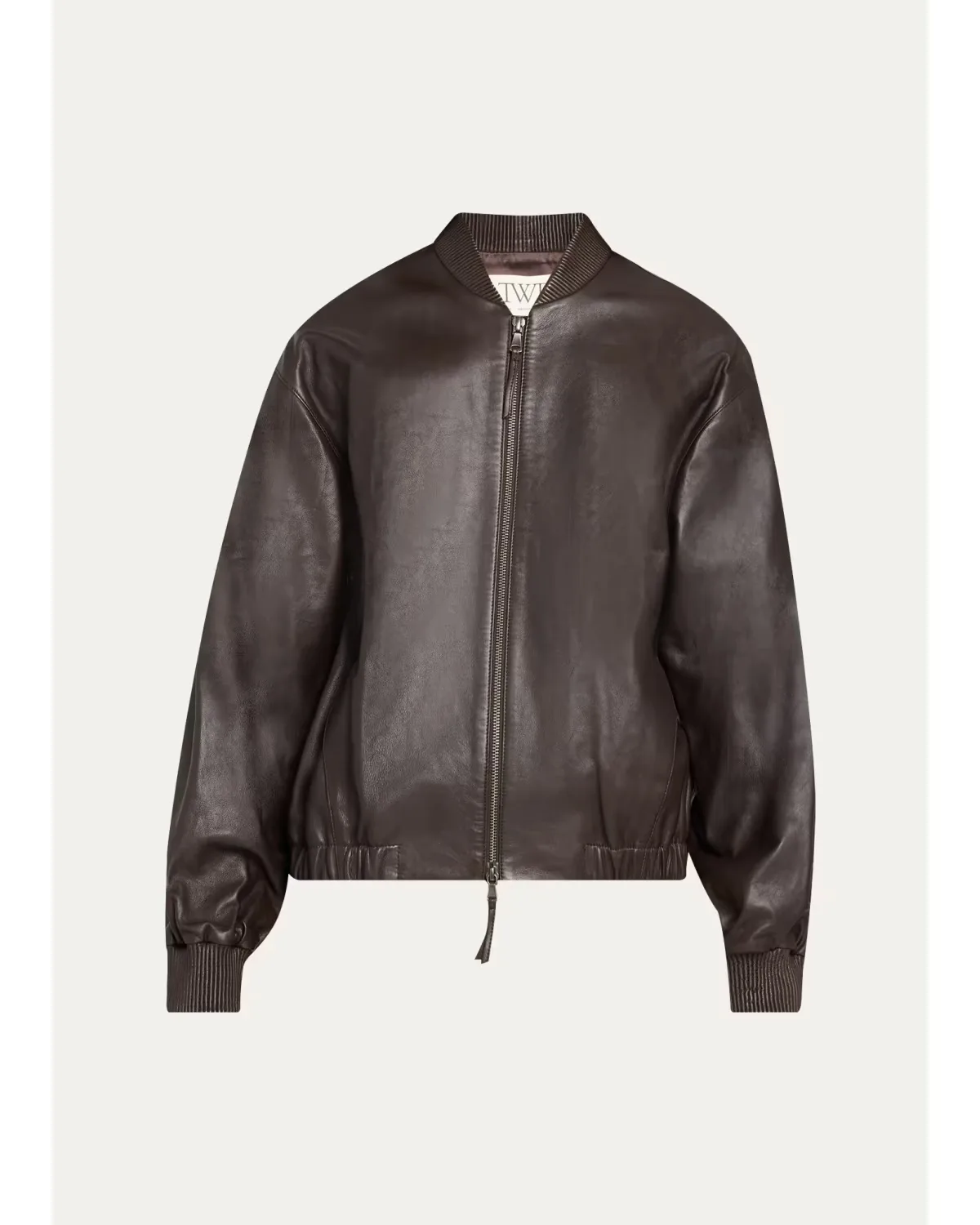 Bubble-Hem Leather Bomber Jacket by TWP
