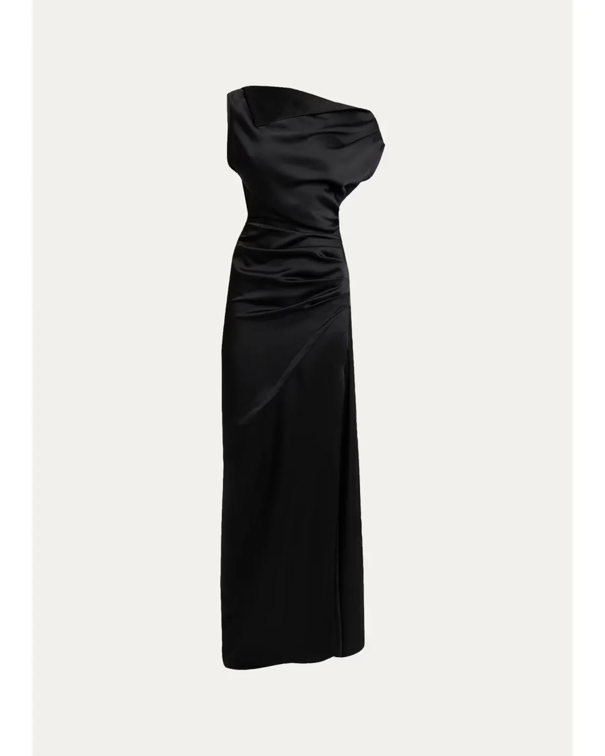 Isaline Draped Satin Off-The-Shoulder Column Maxi Dress