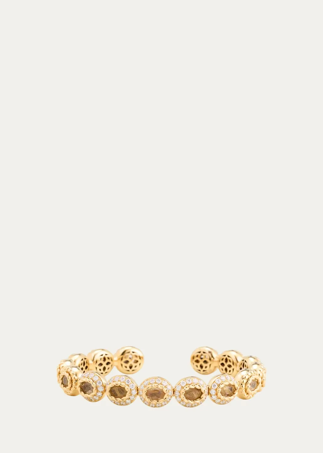 18K Yellow Gold Baby Queen Bracelet with Quartz and Diamonds by Mellerio