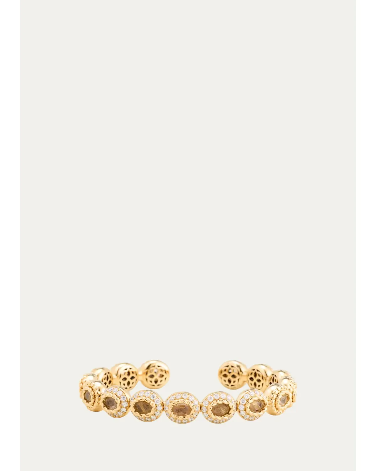 18K Yellow Gold Baby Queen Bracelet with Quartz and Diamonds by Mellerio