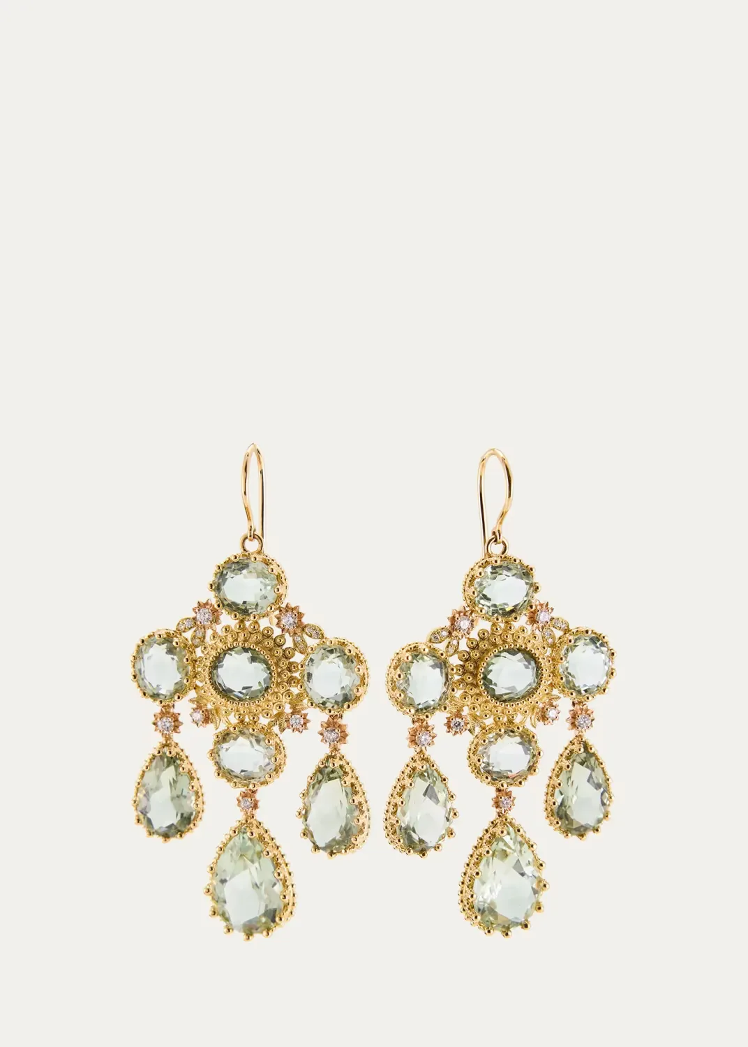 18K Yellow Gold Pierreries Green Girandole Earrings by Mellerio