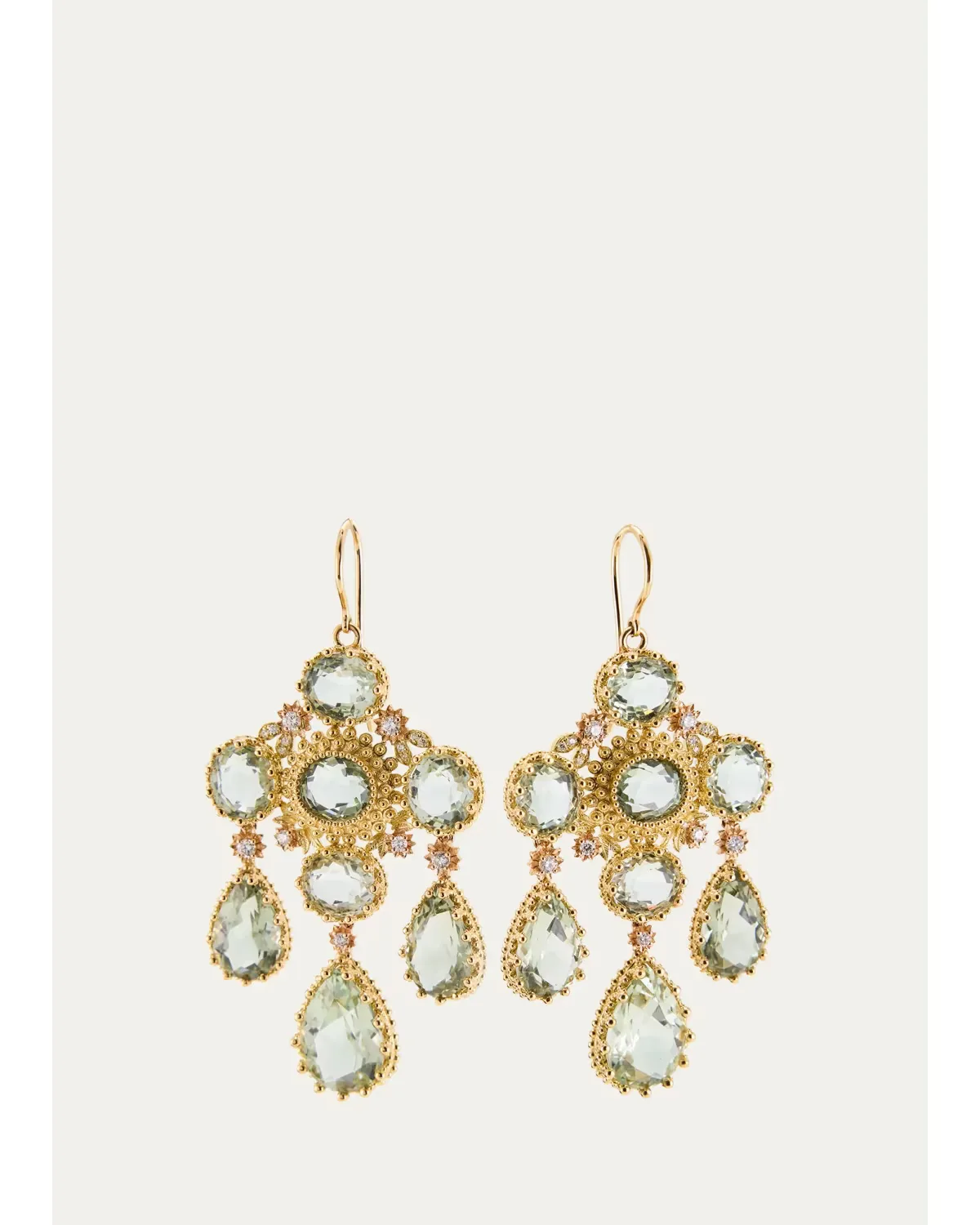 18K Yellow Gold Pierreries Green Girandole Earrings by Mellerio