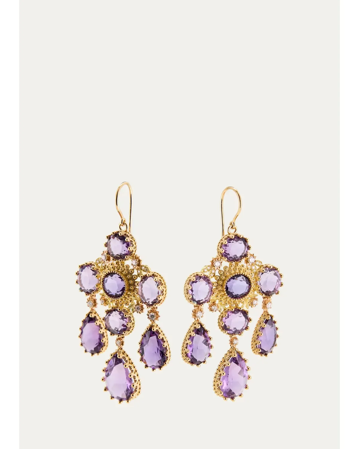 18K Yellow Gold Pierreries Purple Girandole Earrings by Mellerio
