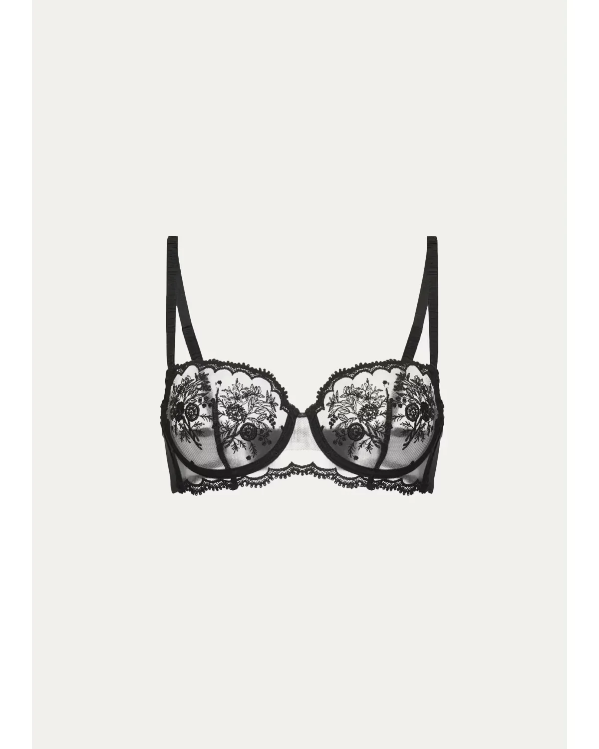Intrigue Floral-Embroidered Demi Bra by Simone Prle