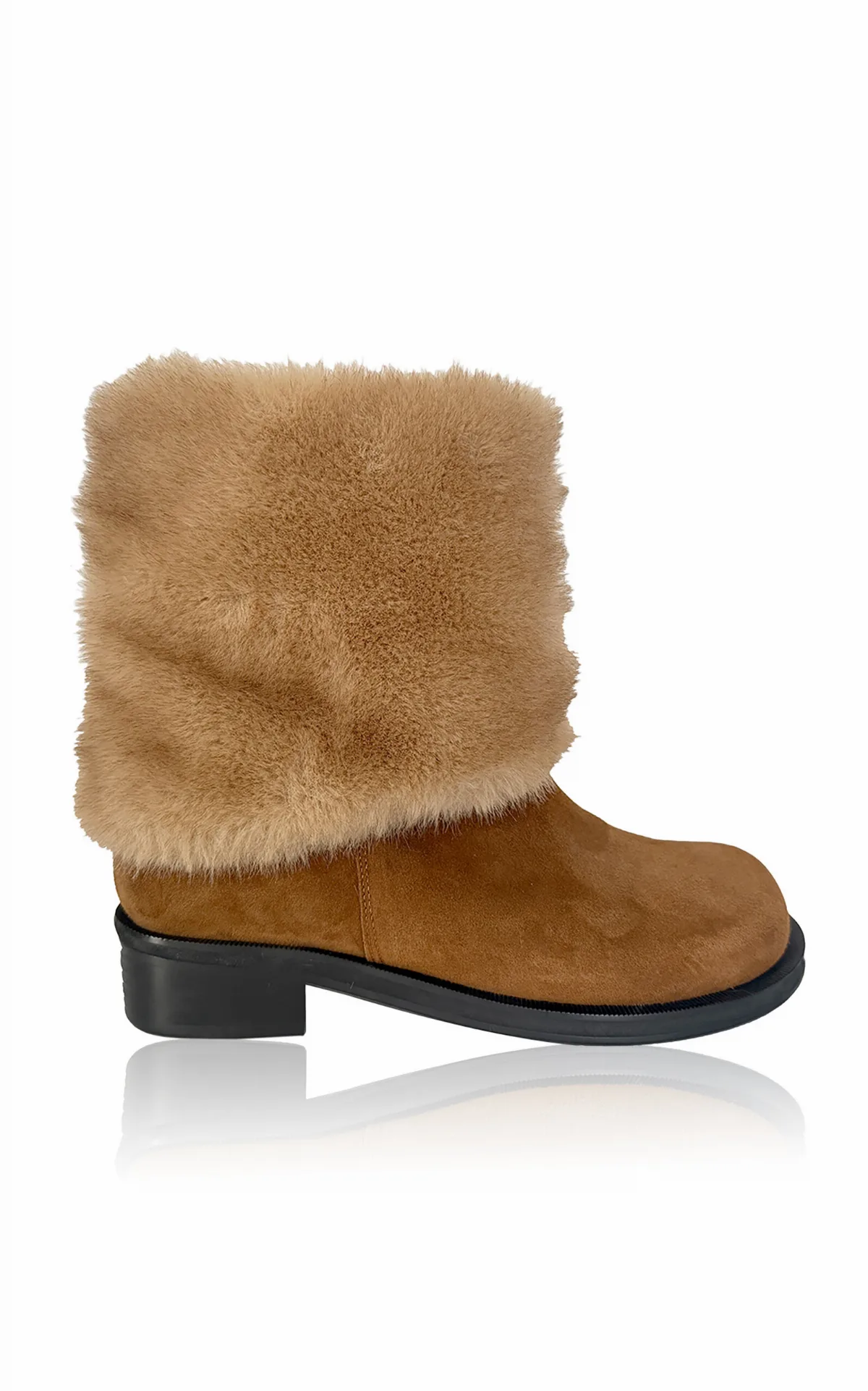 Volume Mid Fox Fur Boots by Salondeju