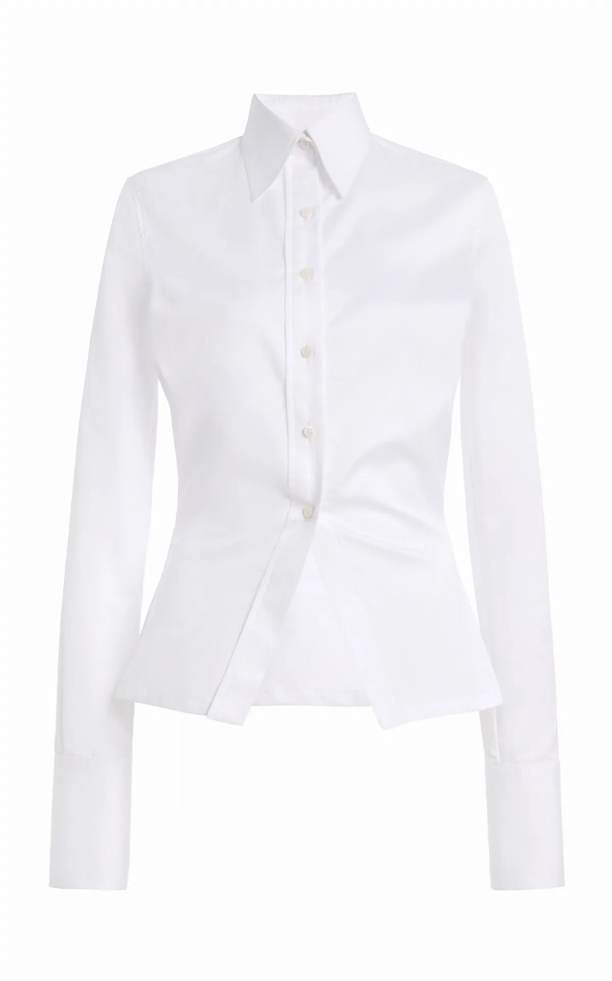 The Ceci Split-Hem Satin-Cotton Button-Down Shirt